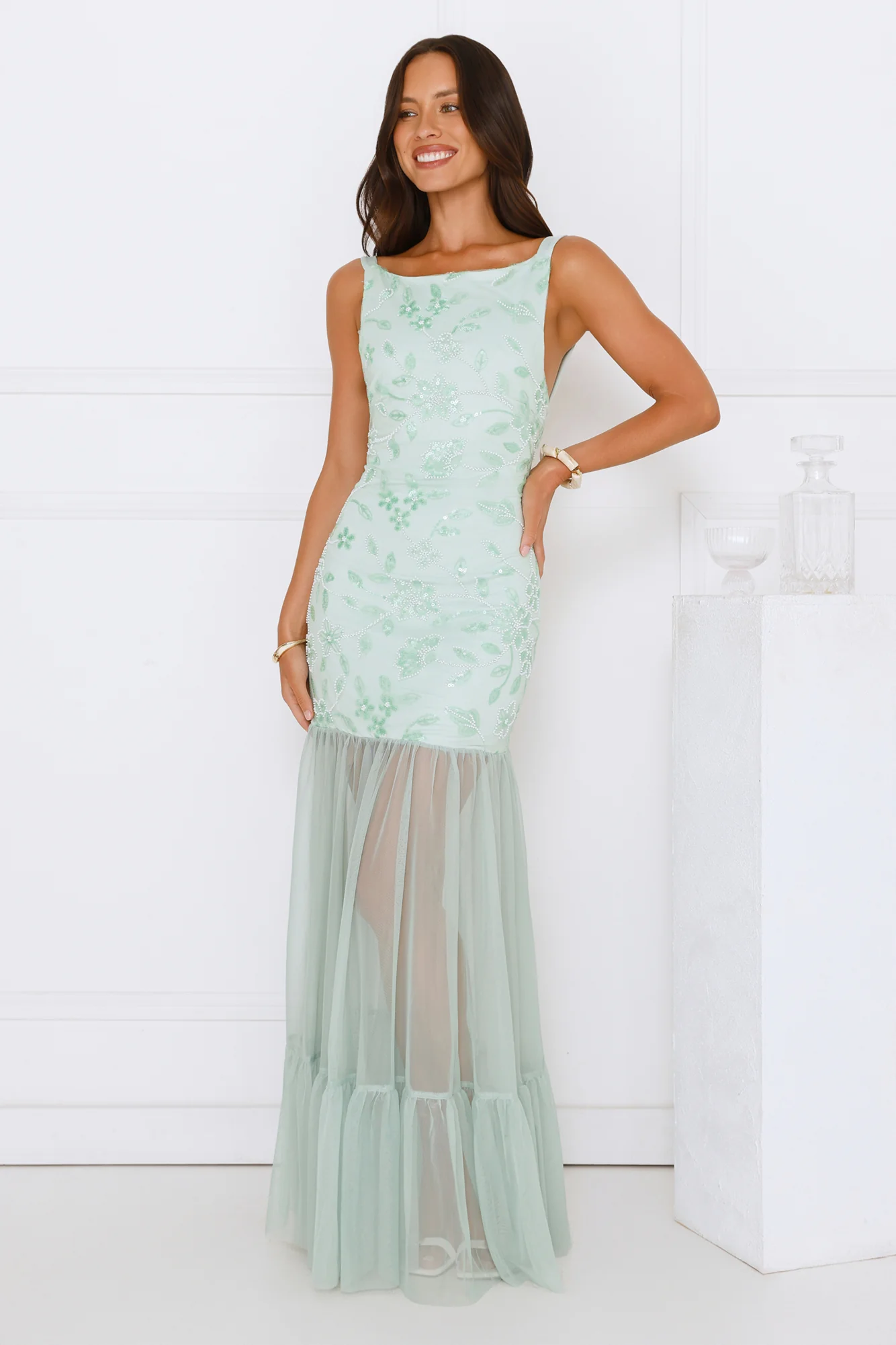 Pretty Girl Phase Mesh Maxi Dress