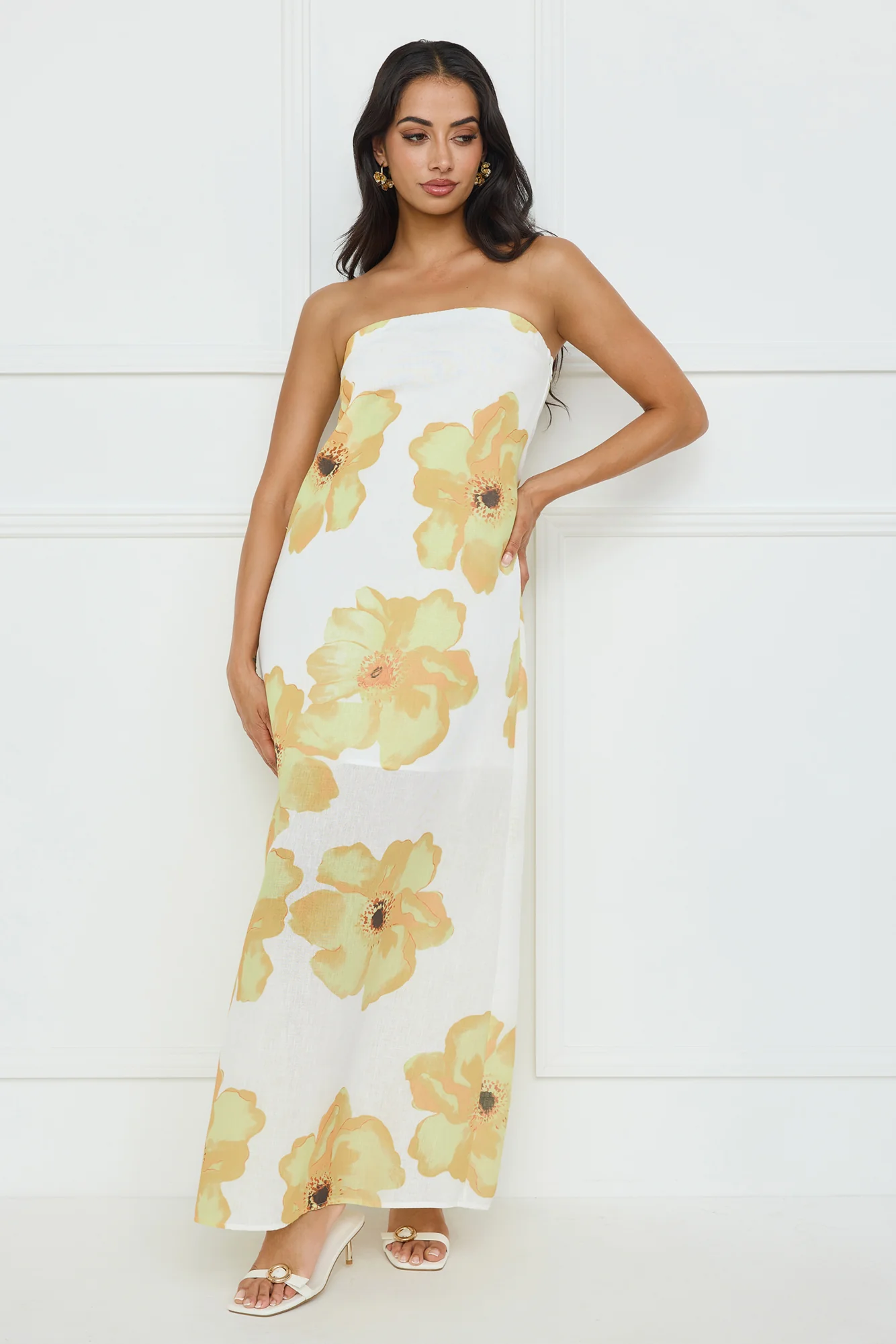 Sunlight’S Embrace Strapless Maxi Dress