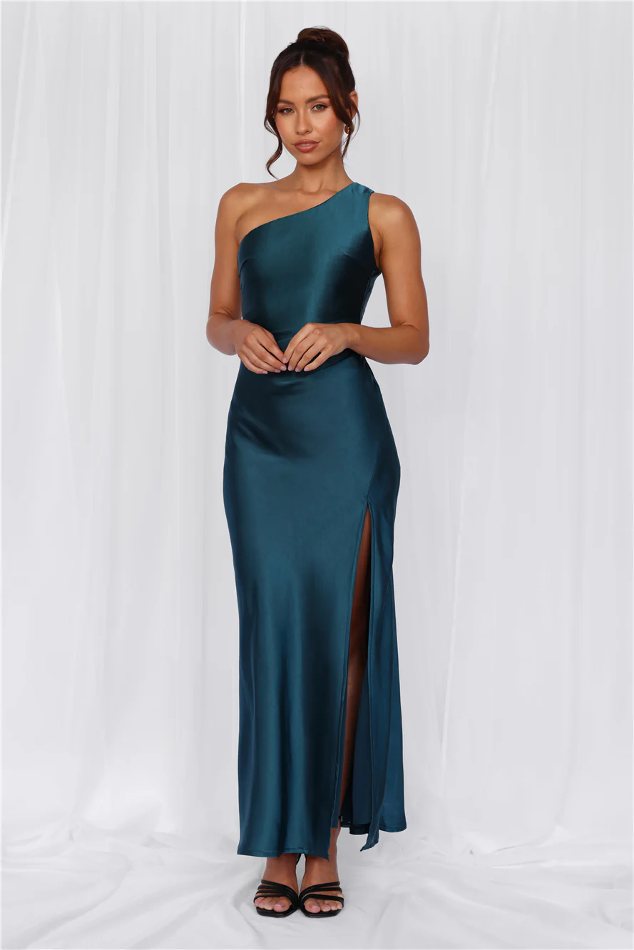 The Aurora One Shoulder Satin Maxi Dress