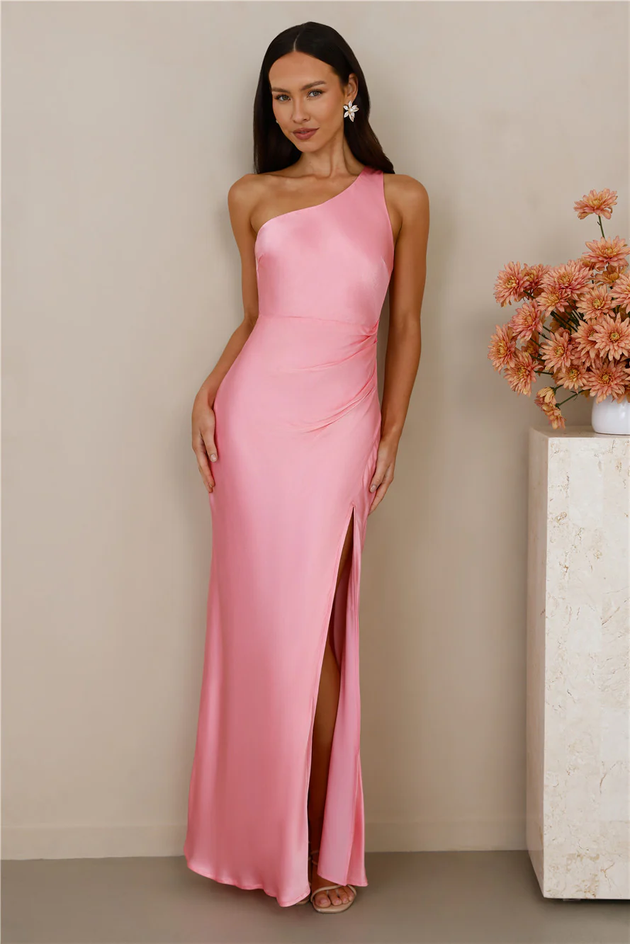The Aurora One Shoulder Satin Maxi Dress