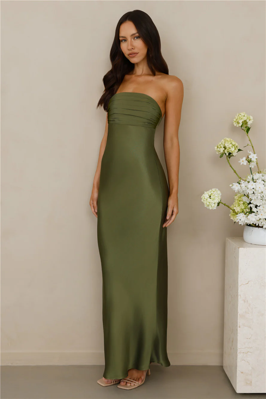 The Seraphina Strapless Satin Maxi Dress
