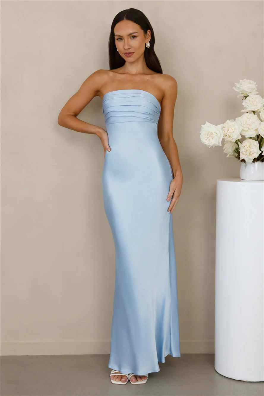 The Seraphina Strapless Satin Maxi Dress