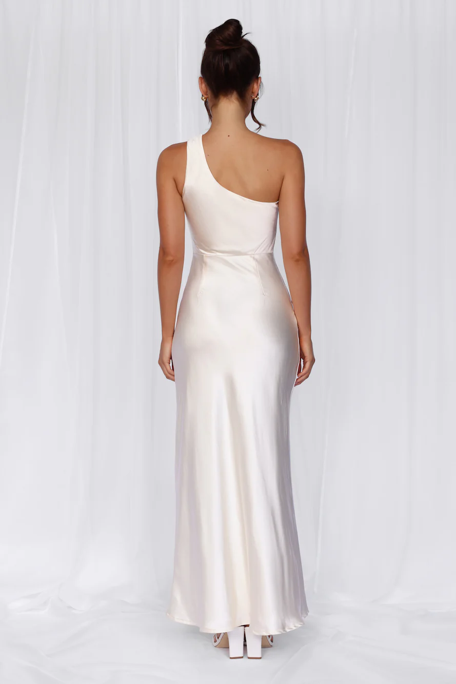 The Aurora One Shoulder Satin Maxi Dress