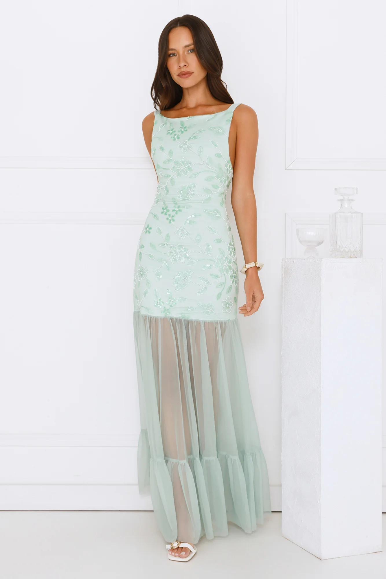 Pretty Girl Phase Mesh Maxi Dress