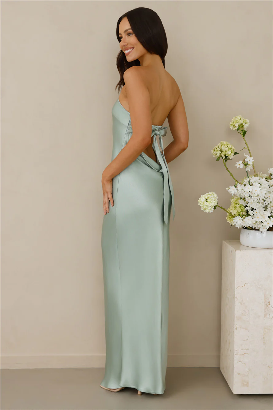 The Felicity Strapless Satin Maxi Dress