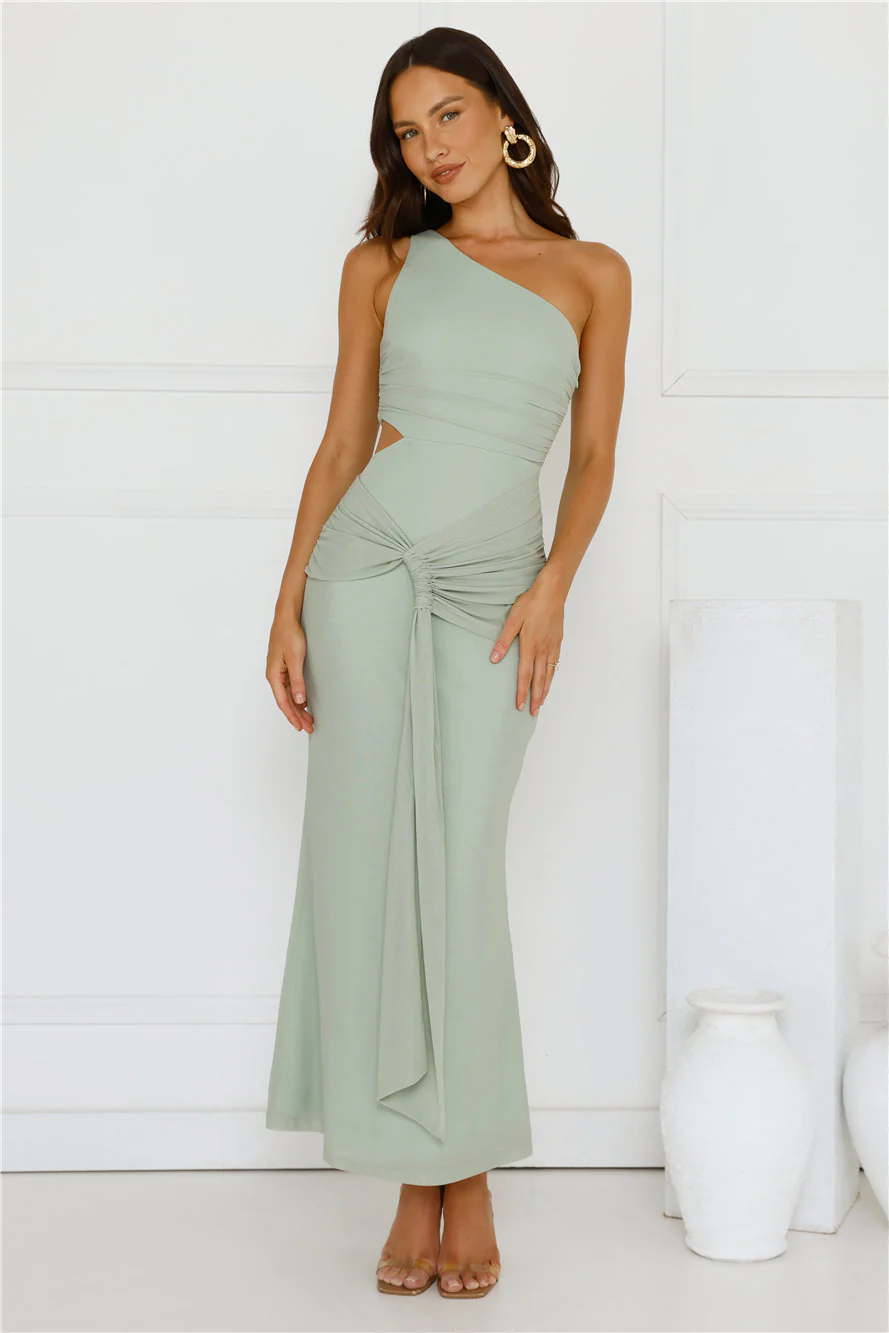 Style Capital One Shoulder Mesh Maxi Dress
