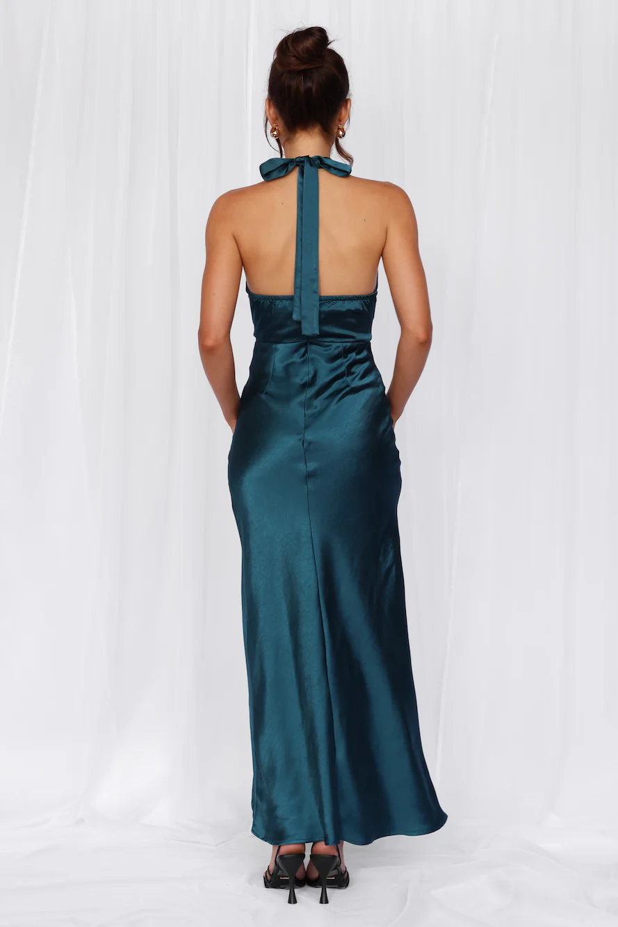 The Adeline Halter Satin Maxi Dress