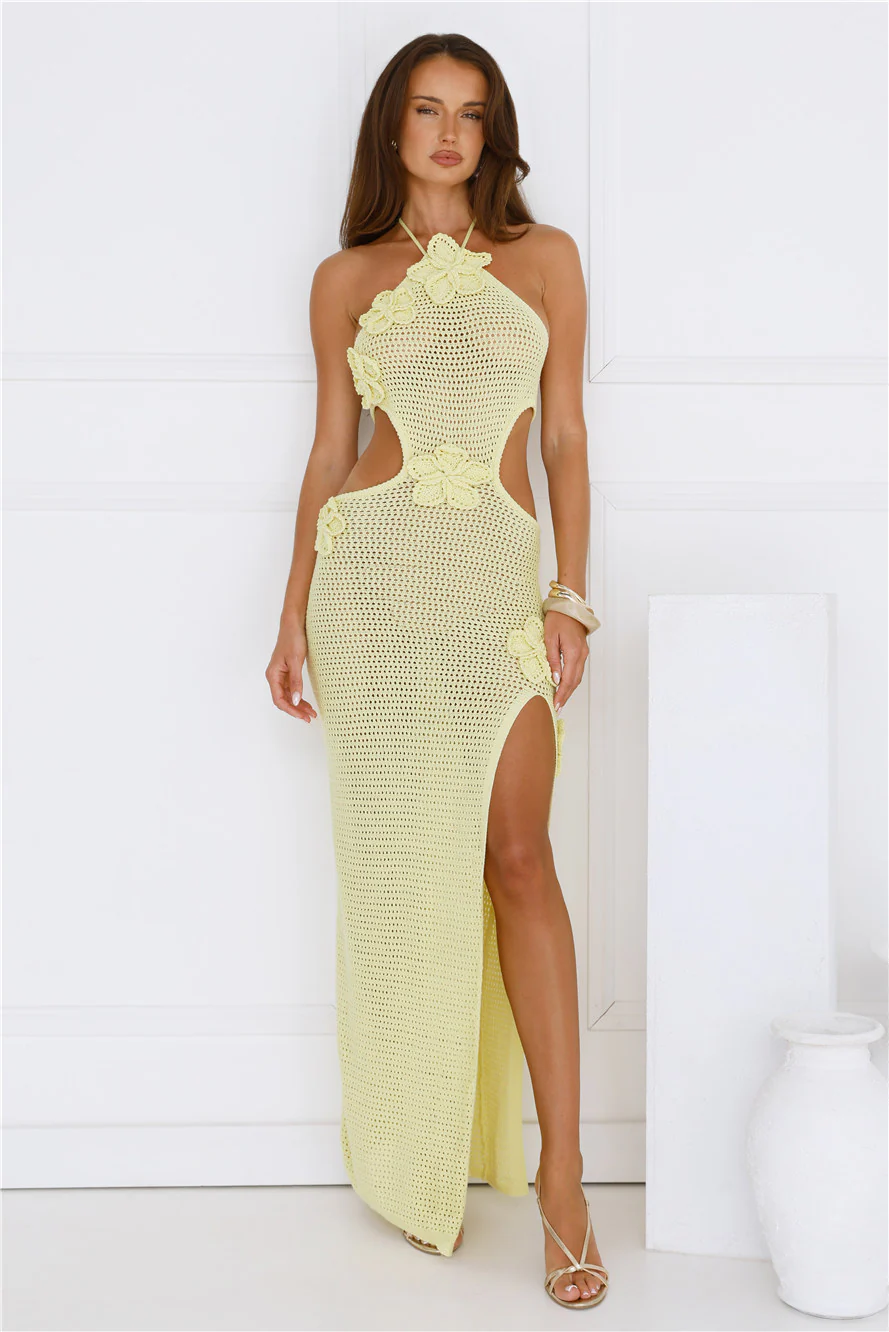 Monaco Sun Knit Halter Maxi Dress