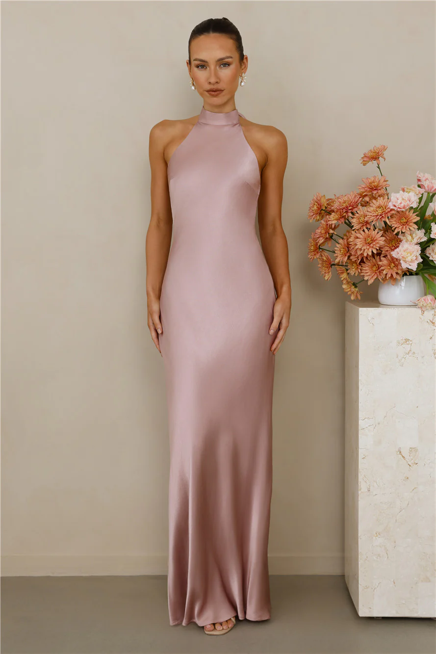 The Cleo Halter Satin Maxi Dress