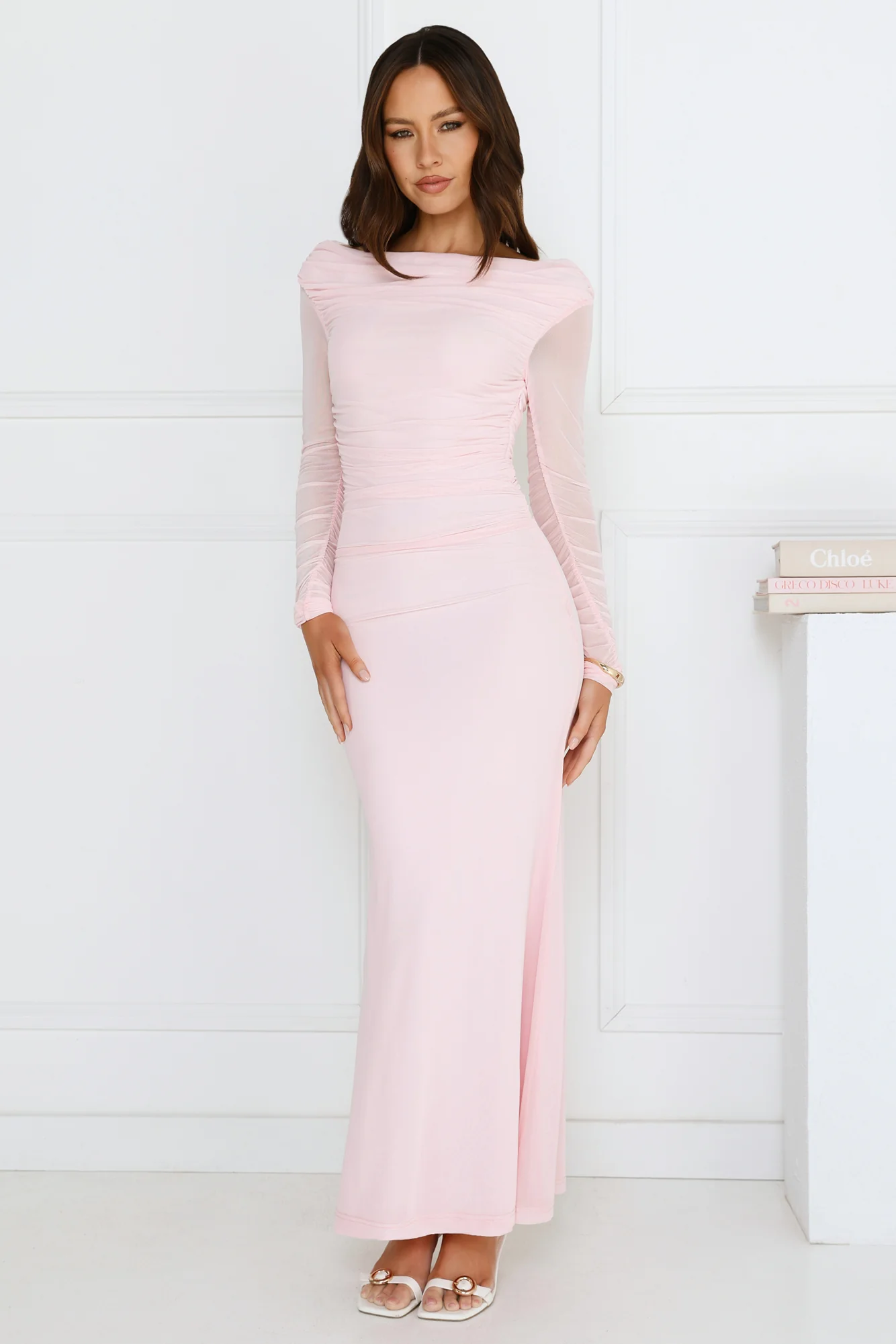 Love Chaser Mesh Long Sleeve Maxi Dress