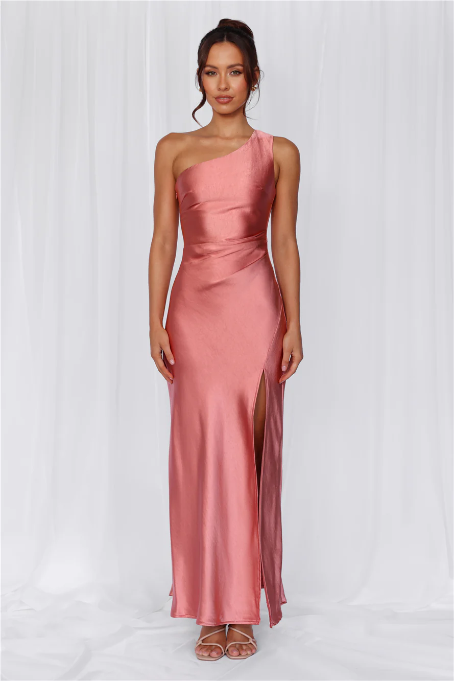 The Aurora One Shoulder Satin Maxi Dress