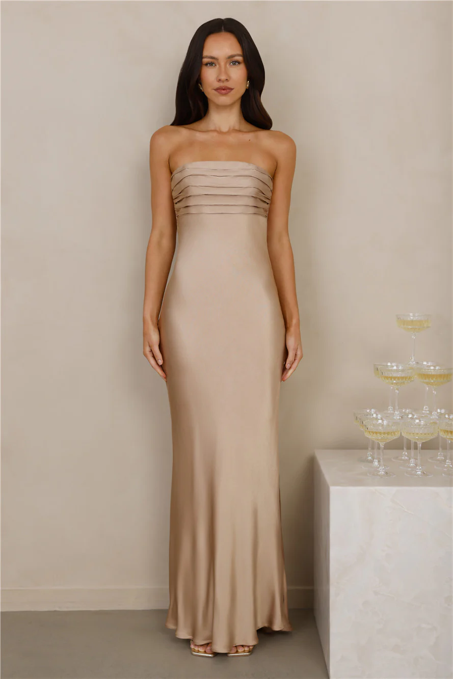 The Seraphina Strapless Satin Maxi Dress