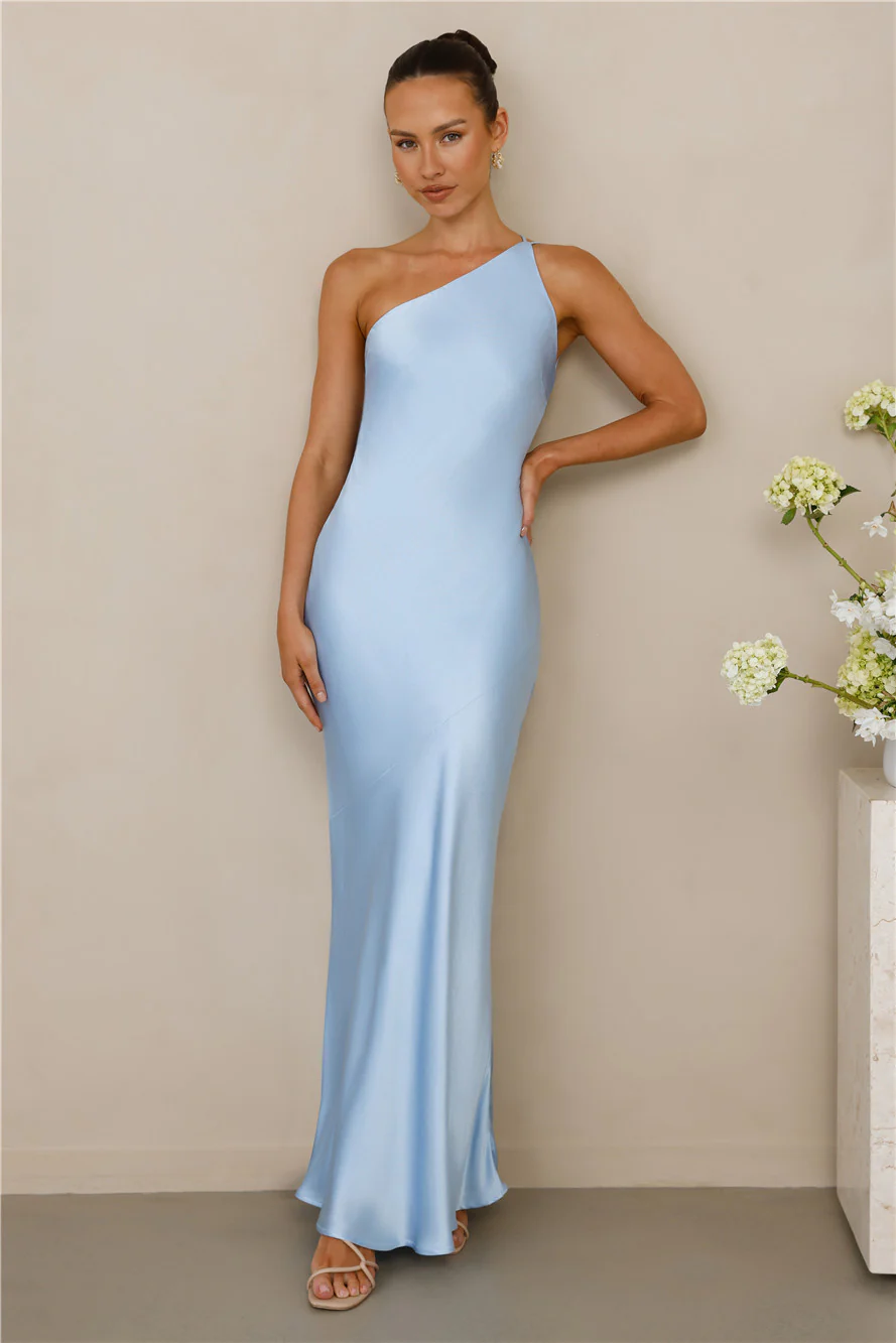 The Evangeline One Shoulder Satin Maxi Dress