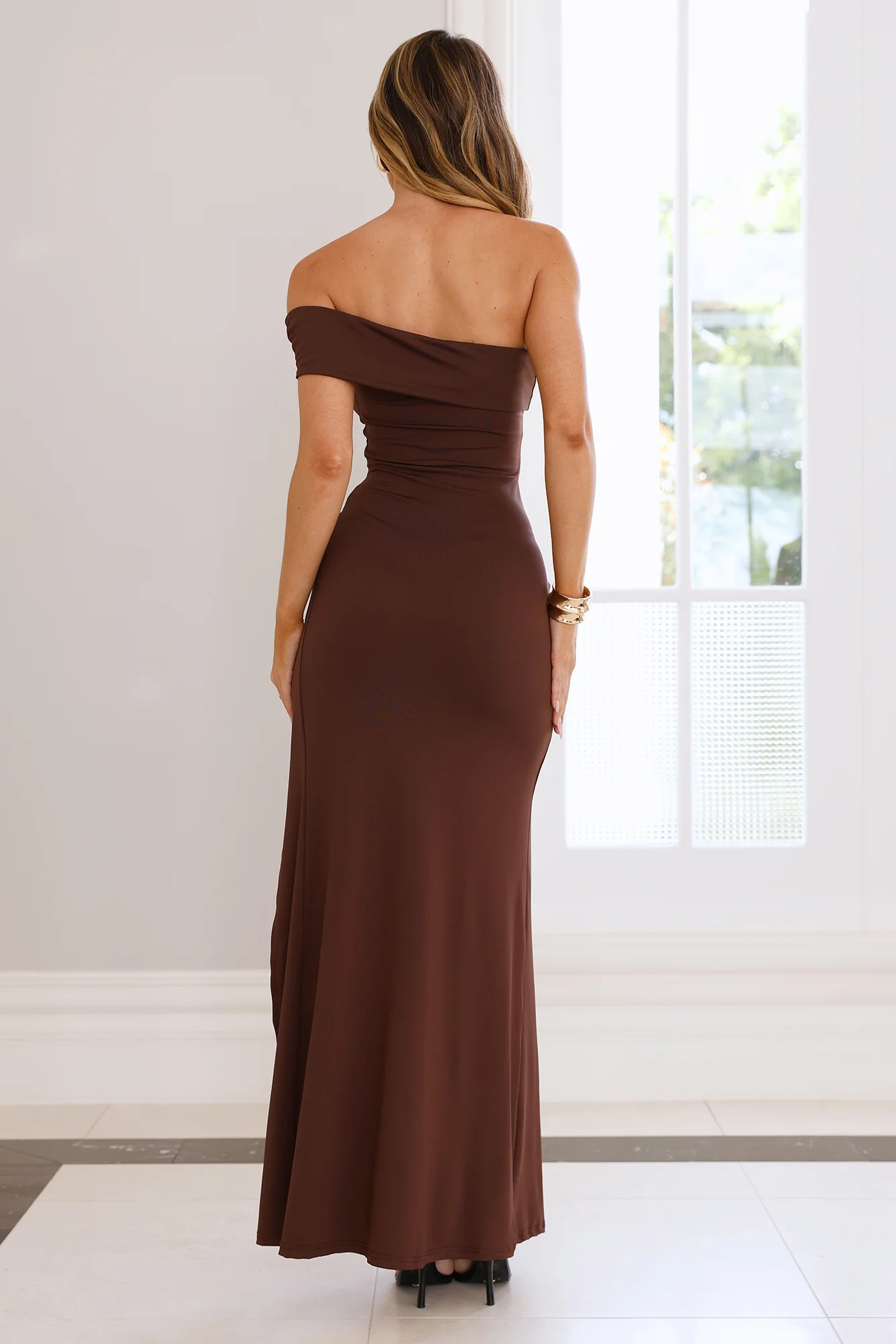 Lavish Luxe Off Shoulder Maxi Dress