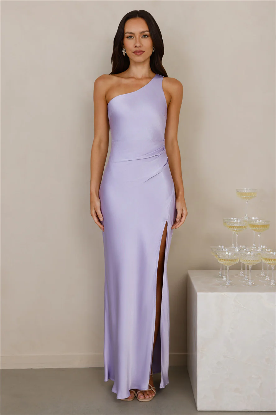 The Aurora One Shoulder Satin Maxi Dress