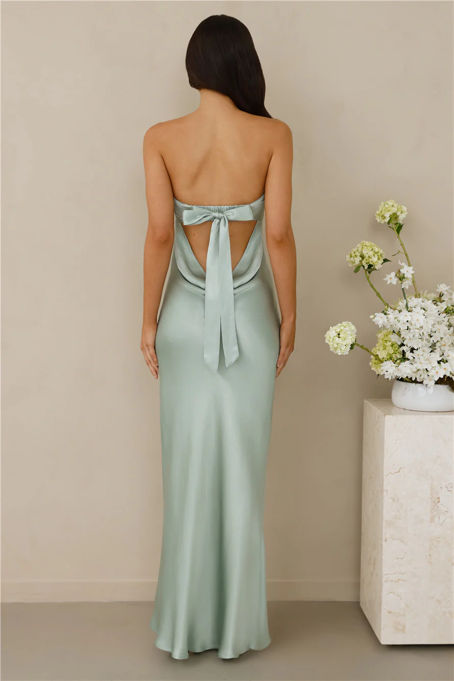 The Felicity Strapless Satin Maxi Dress