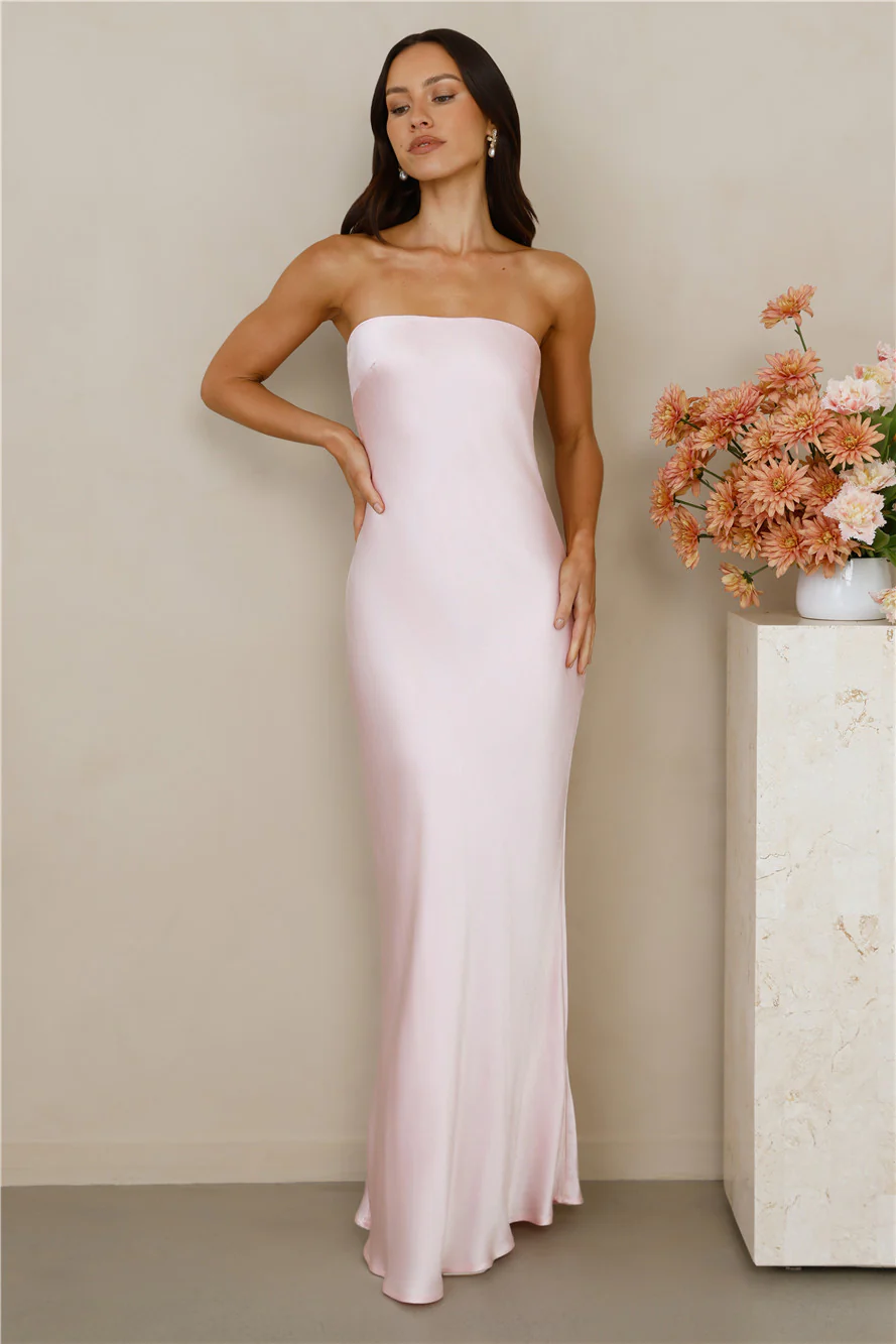 The Felicity Strapless Satin Maxi Dress