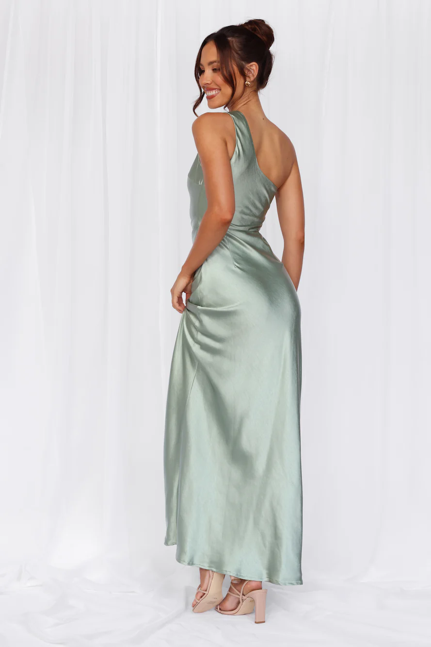 The Aurora One Shoulder Satin Maxi Dress