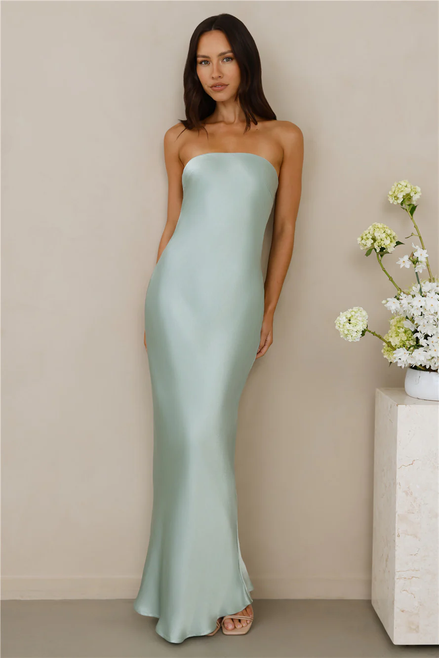 The Felicity Strapless Satin Maxi Dress