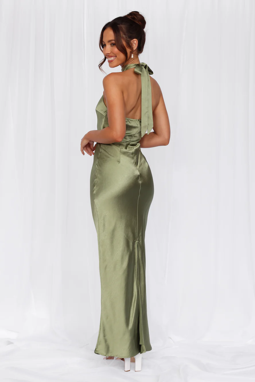 The Cleo Halter Satin Maxi Dress