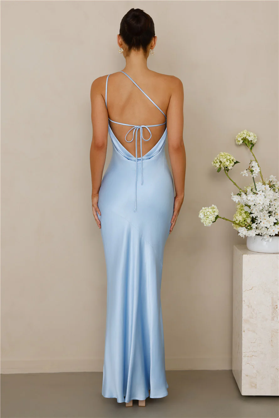 The Evangeline One Shoulder Satin Maxi Dress