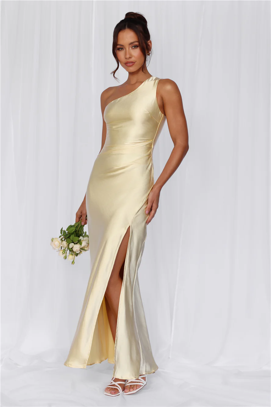 The Aurora One Shoulder Satin Maxi Dress