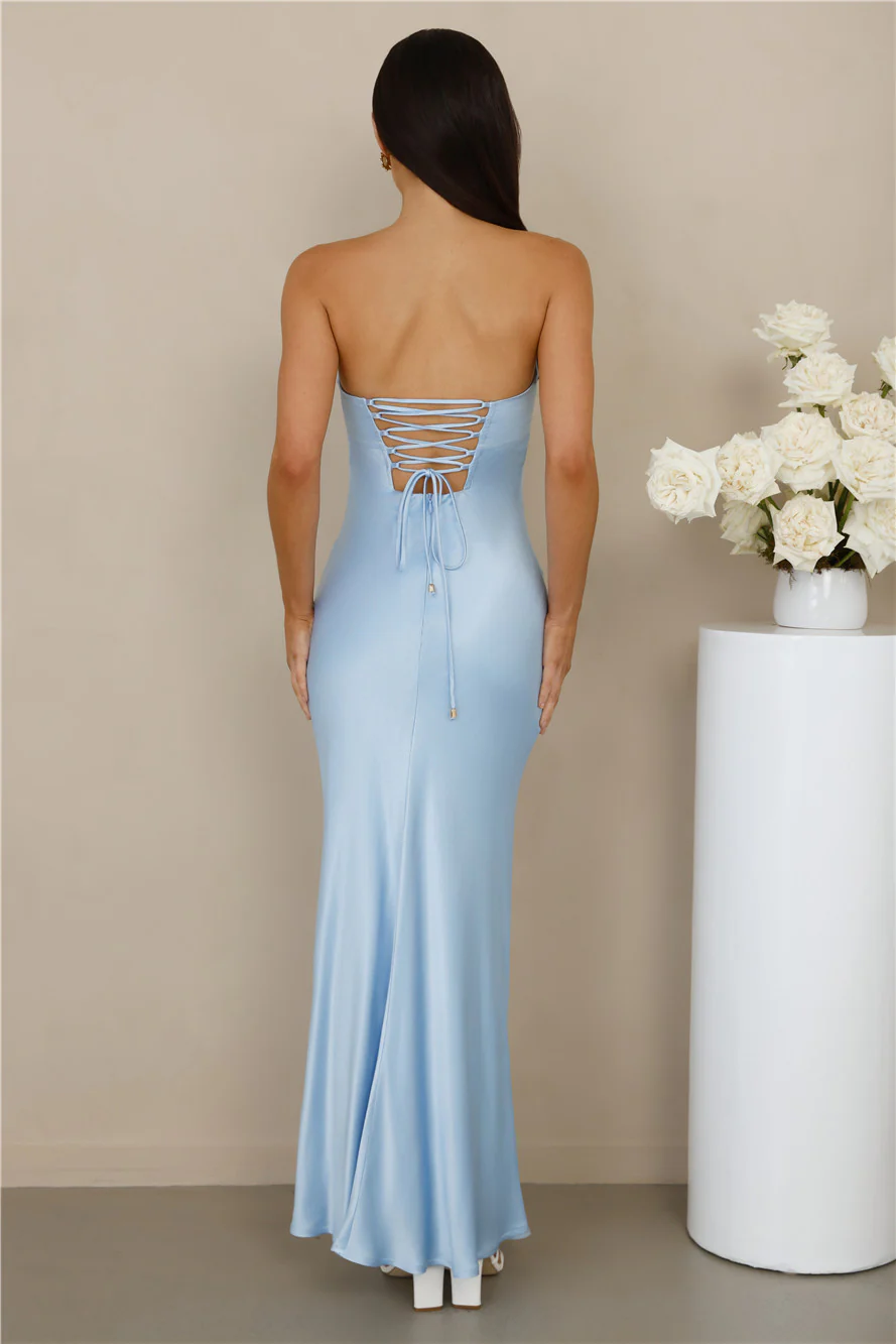 The Seraphina Strapless Satin Maxi Dress