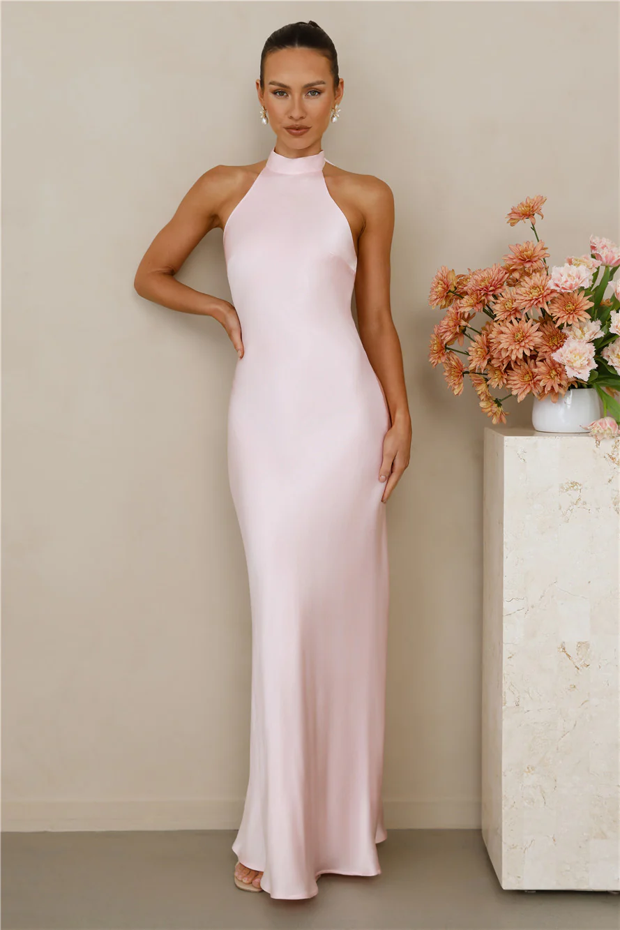 The Cleo Halter Satin Maxi Dress