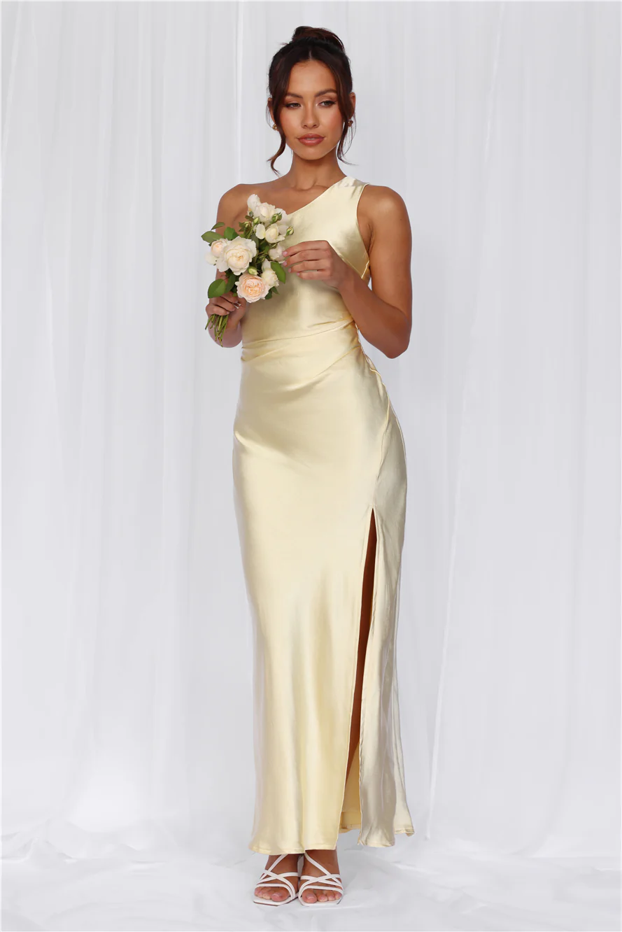 The Aurora One Shoulder Satin Maxi Dress