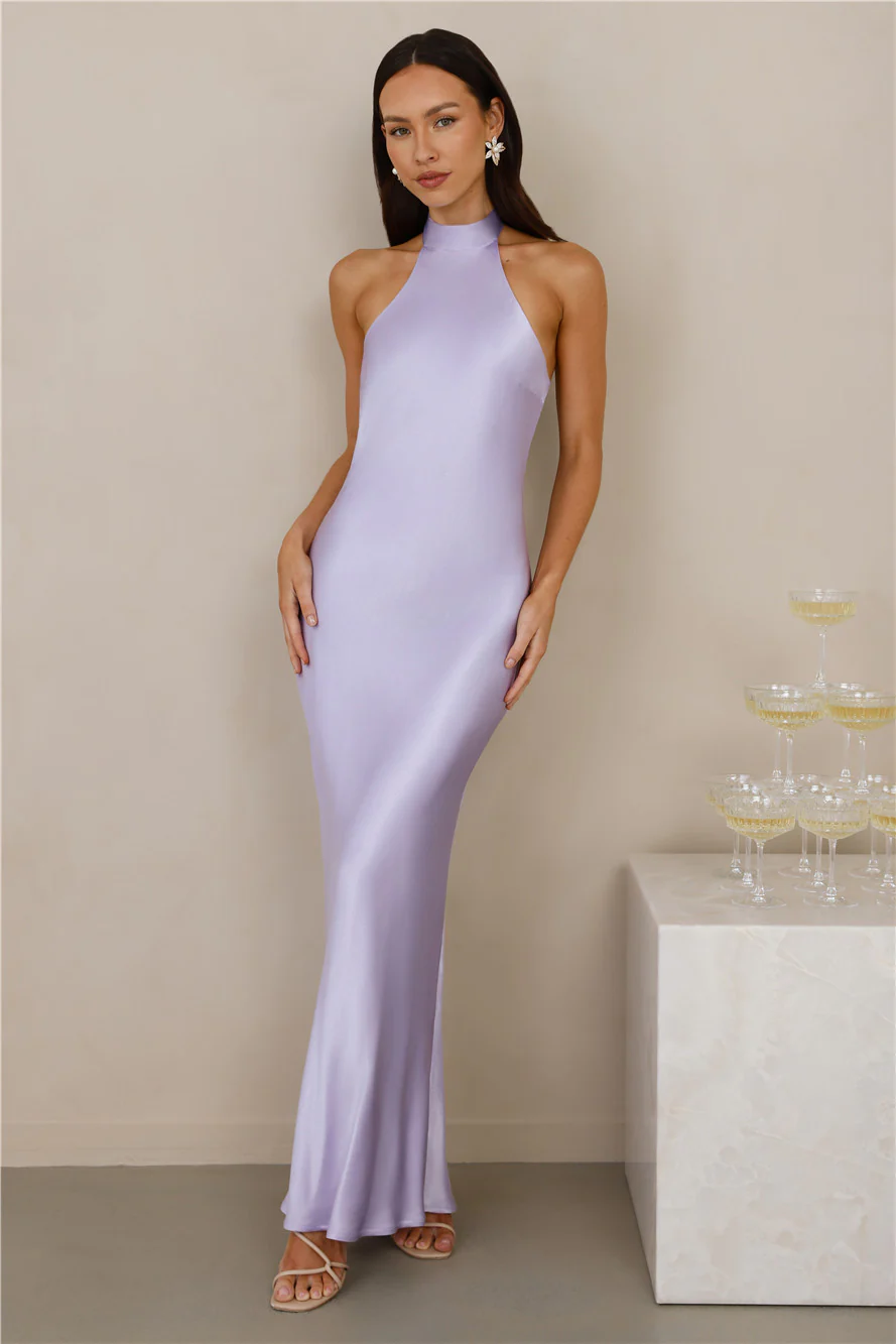 The Cleo Halter Satin Maxi Dress