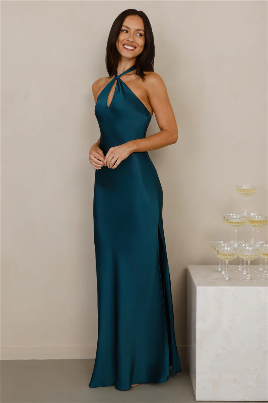 The Delilah Satin Halter Maxi Dress