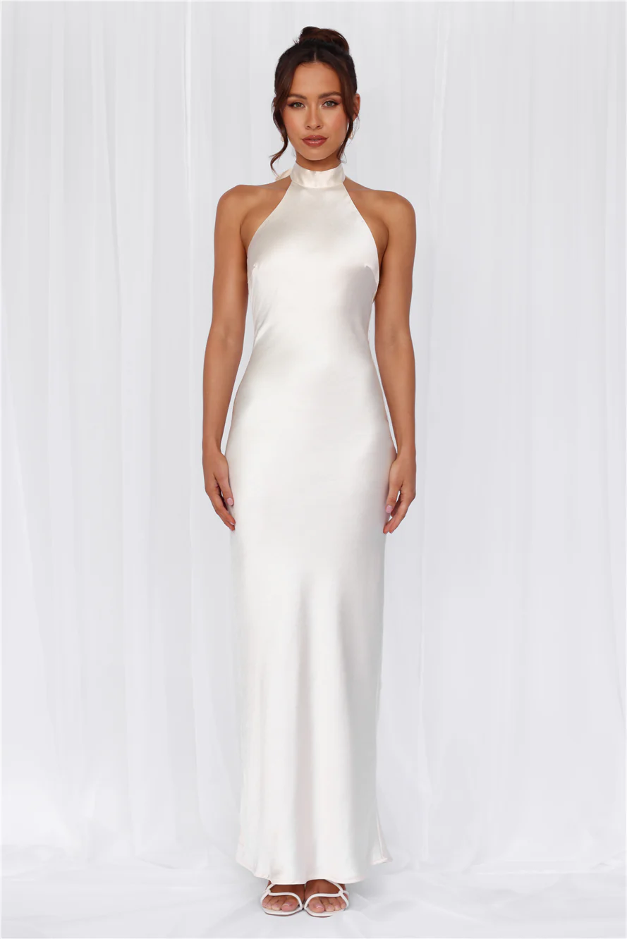 The Cleo Halter Satin Maxi Dress