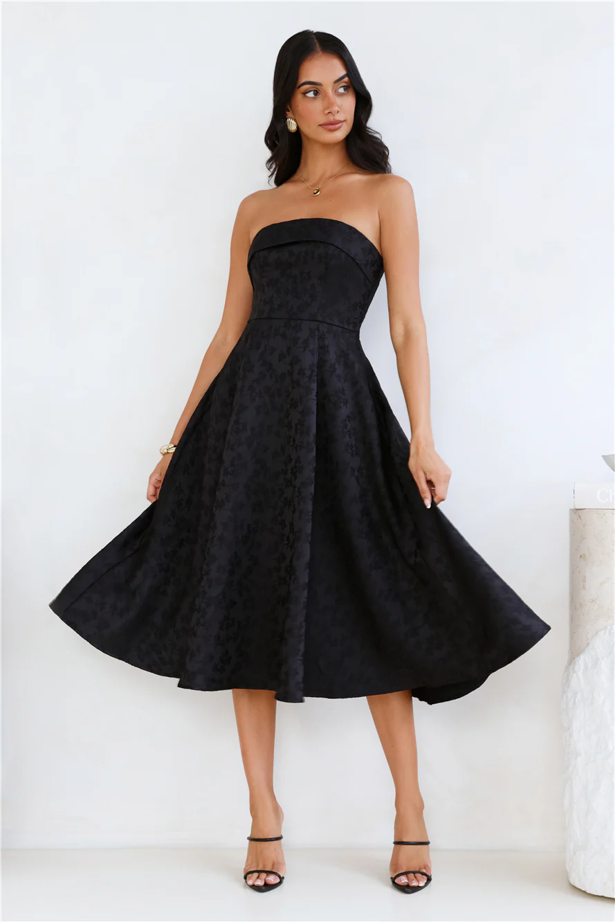 Ink Love Strapless Midi Dress