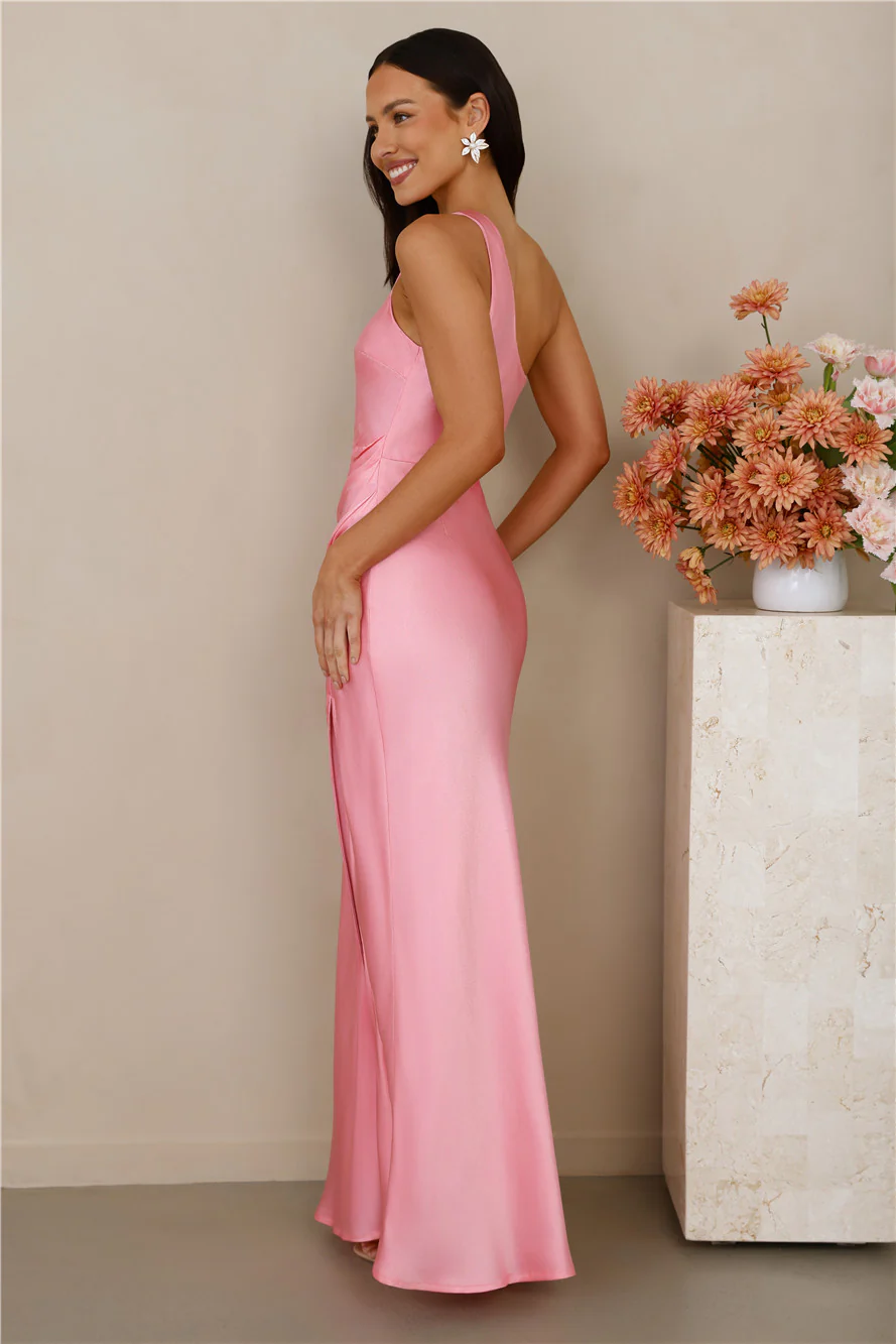 The Aurora One Shoulder Satin Maxi Dress