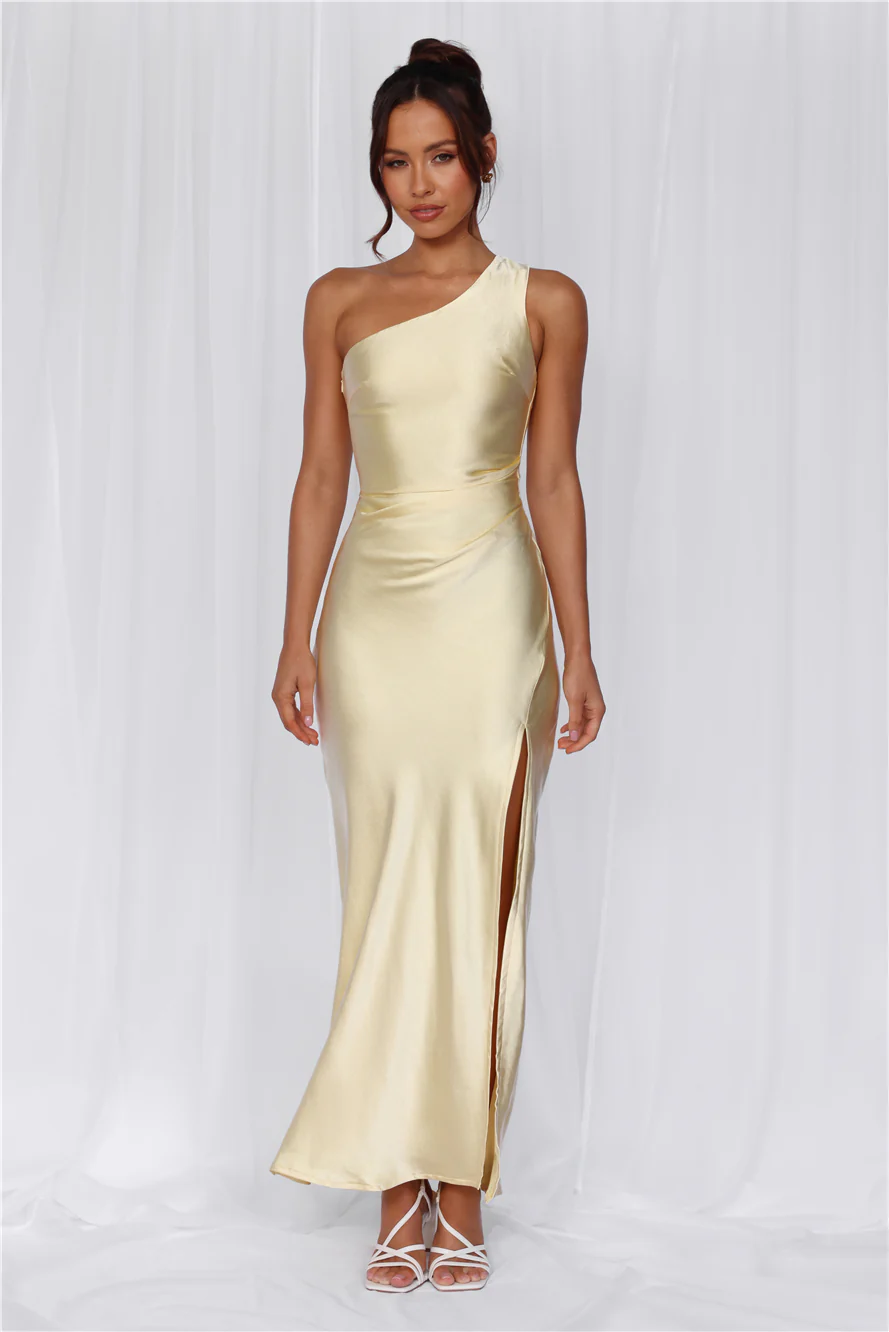 The Aurora One Shoulder Satin Maxi Dress