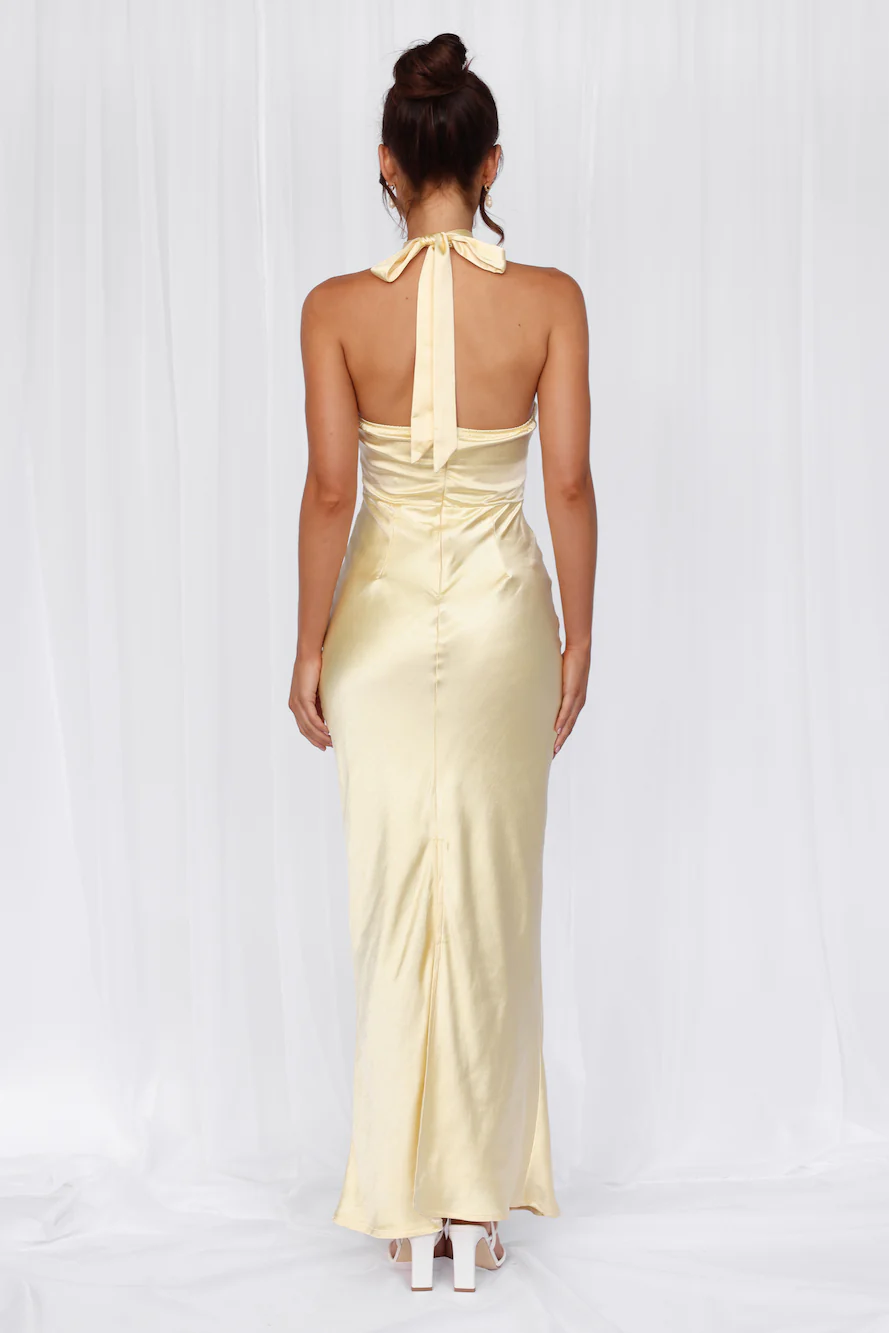 The Cleo Halter Satin Maxi Dress
