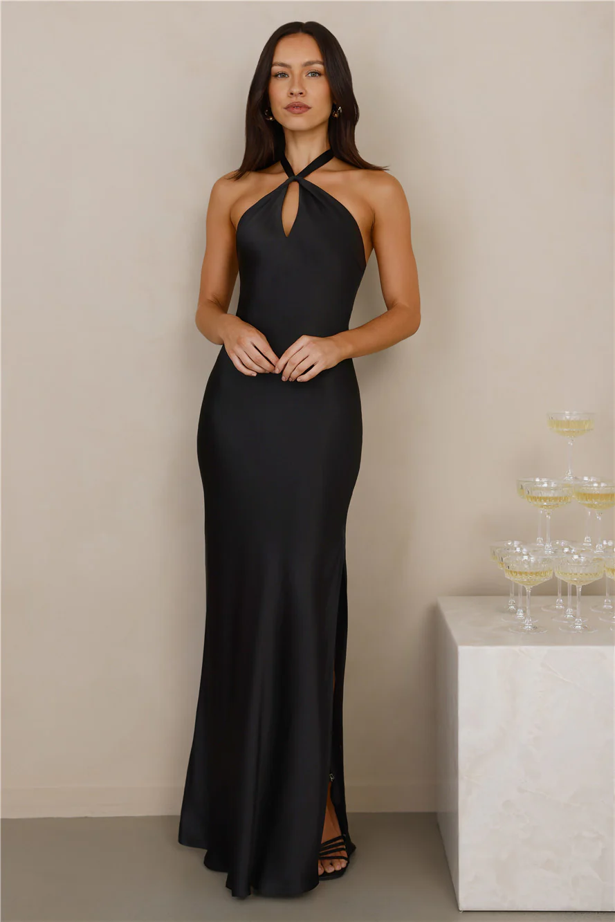 The Delilah Satin Halter Maxi Dress
