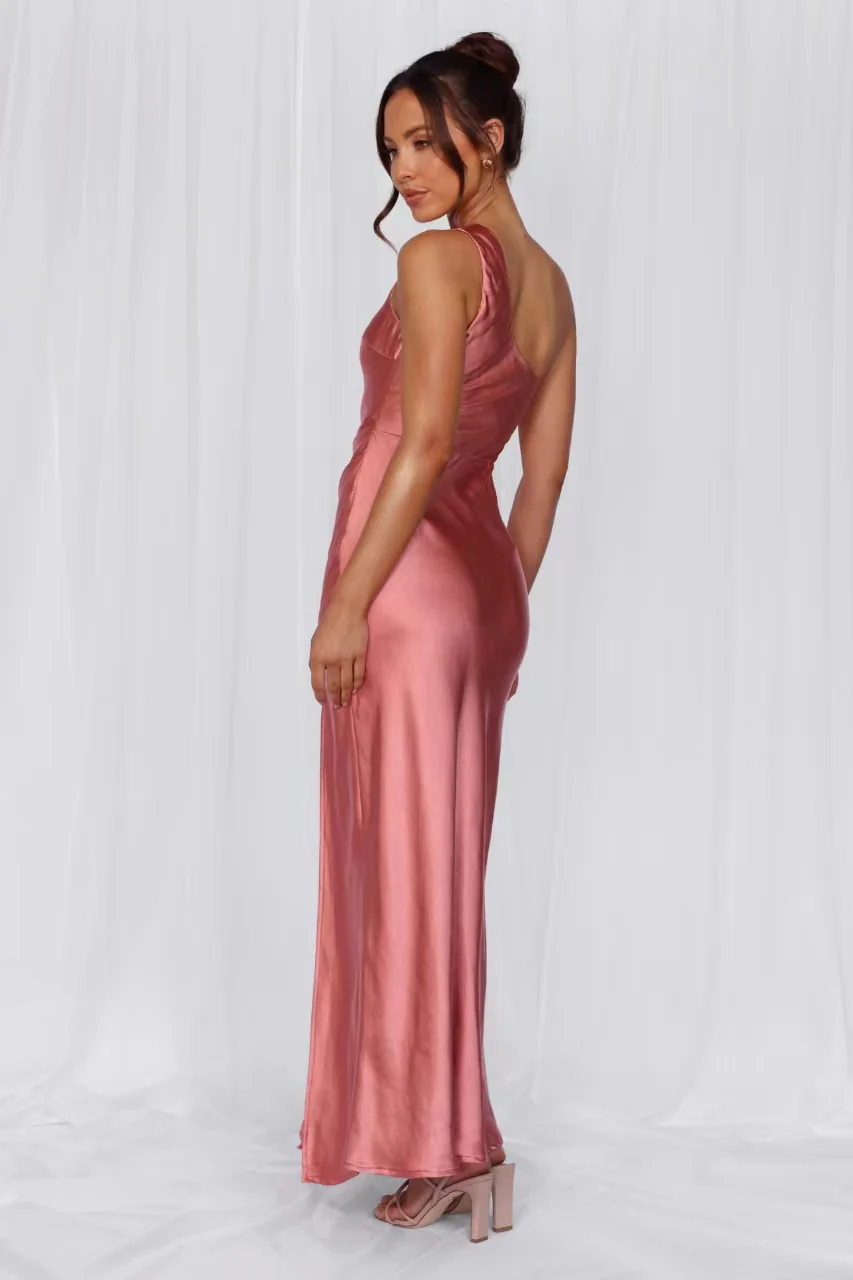 The Aurora One Shoulder Satin Maxi Dress