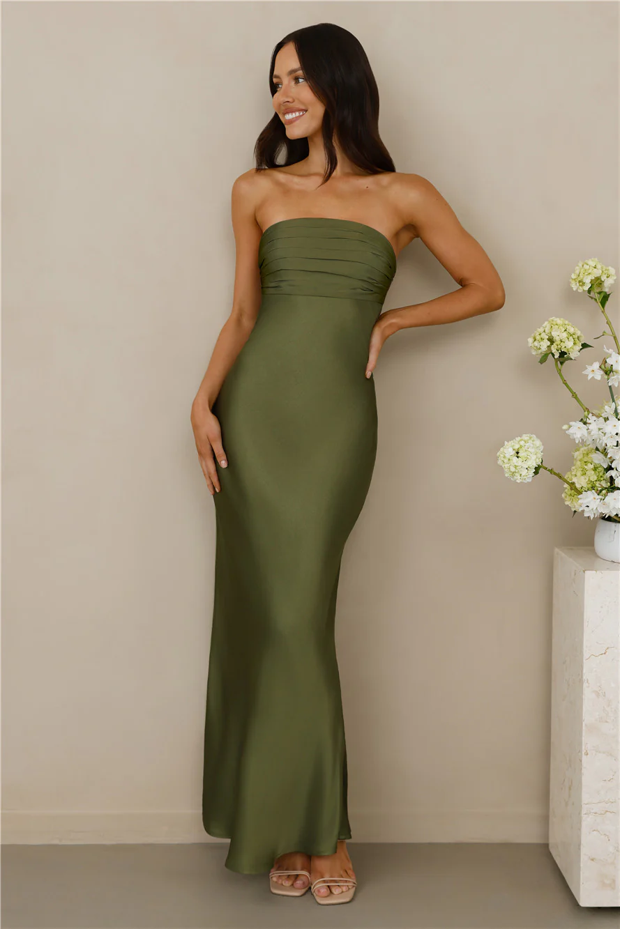The Seraphina Strapless Satin Maxi Dress