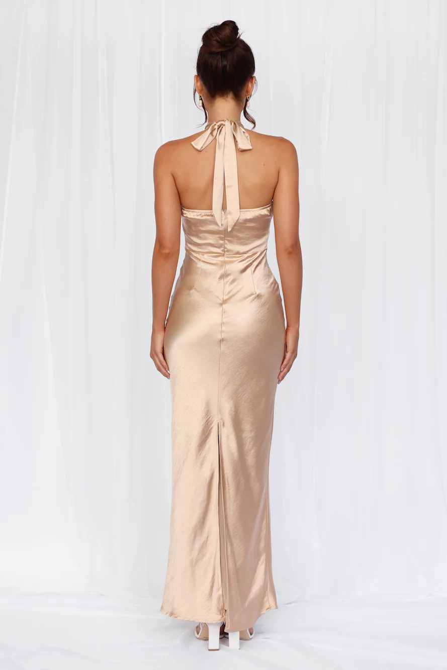 The Cleo Halter Satin Maxi Dress