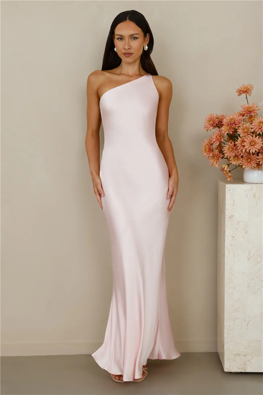 The Evangeline One Shoulder Satin Maxi Dress