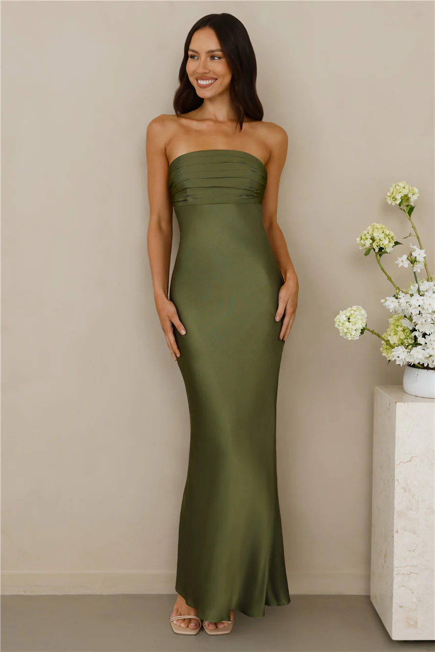 The Seraphina Strapless Satin Maxi Dress