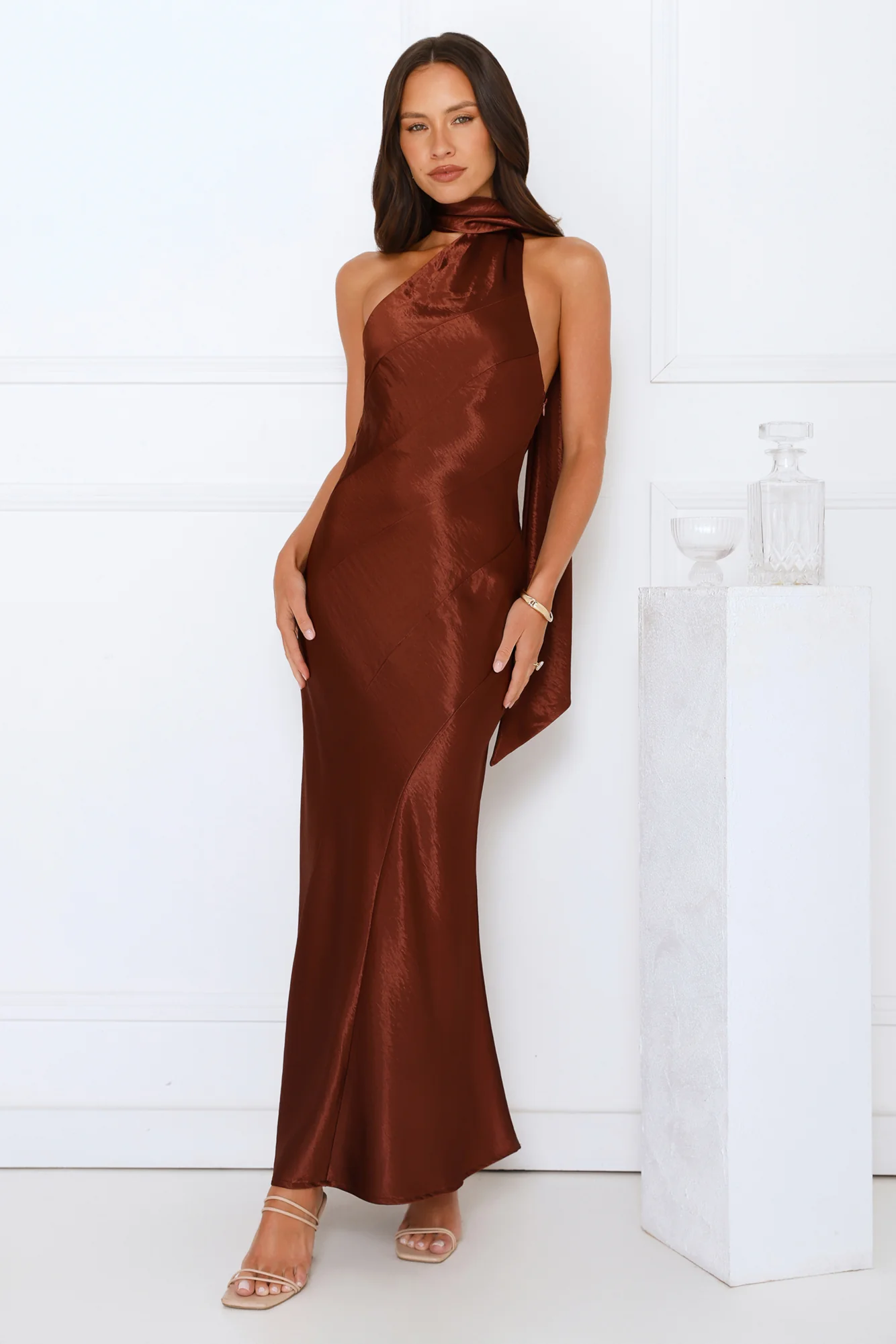 She’S Got Plans Satin Maxi Dress