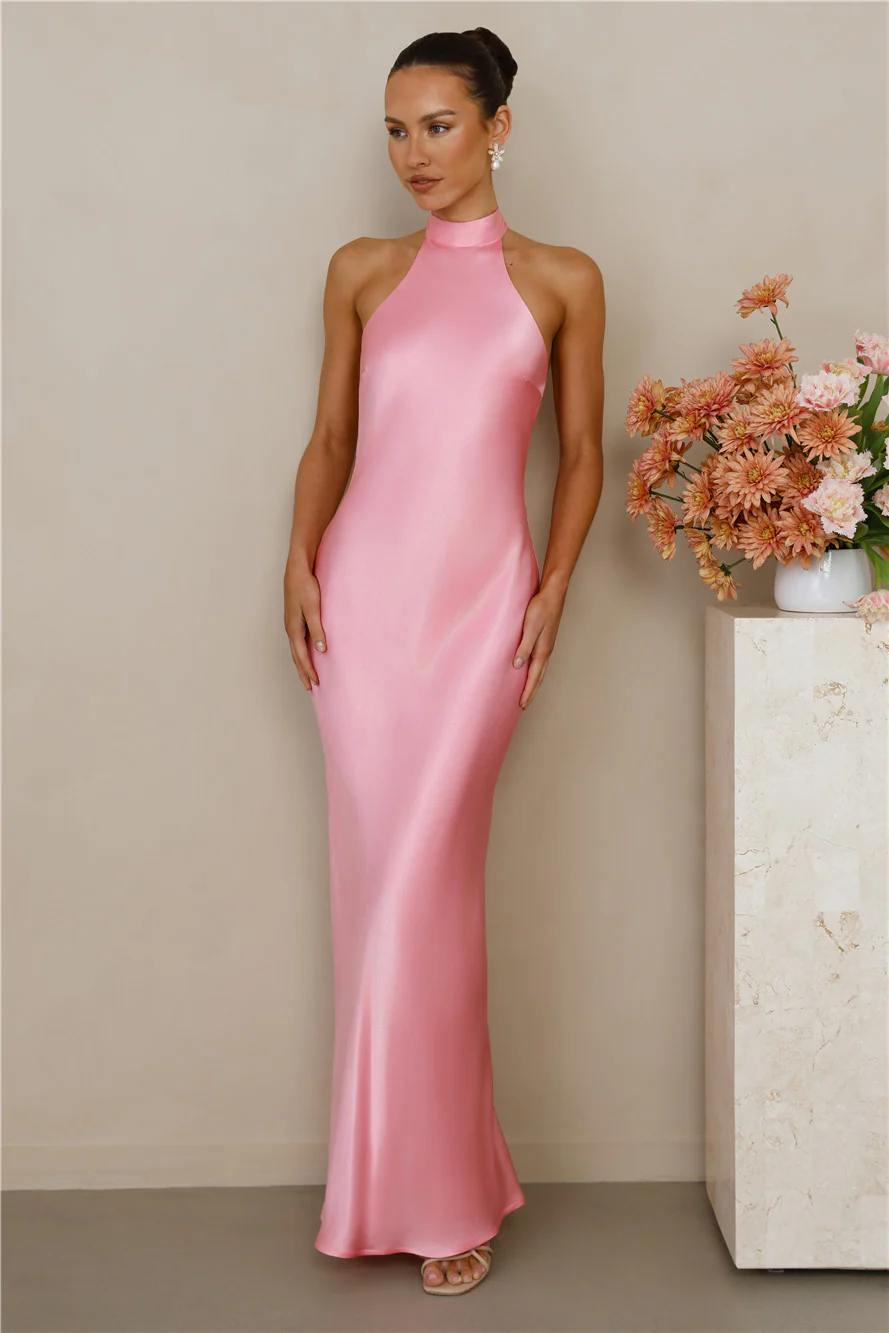 The Cleo Halter Satin Maxi Dress