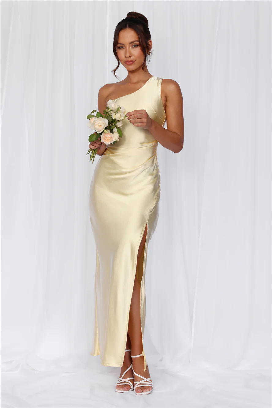 The Aurora One Shoulder Satin Maxi Dress