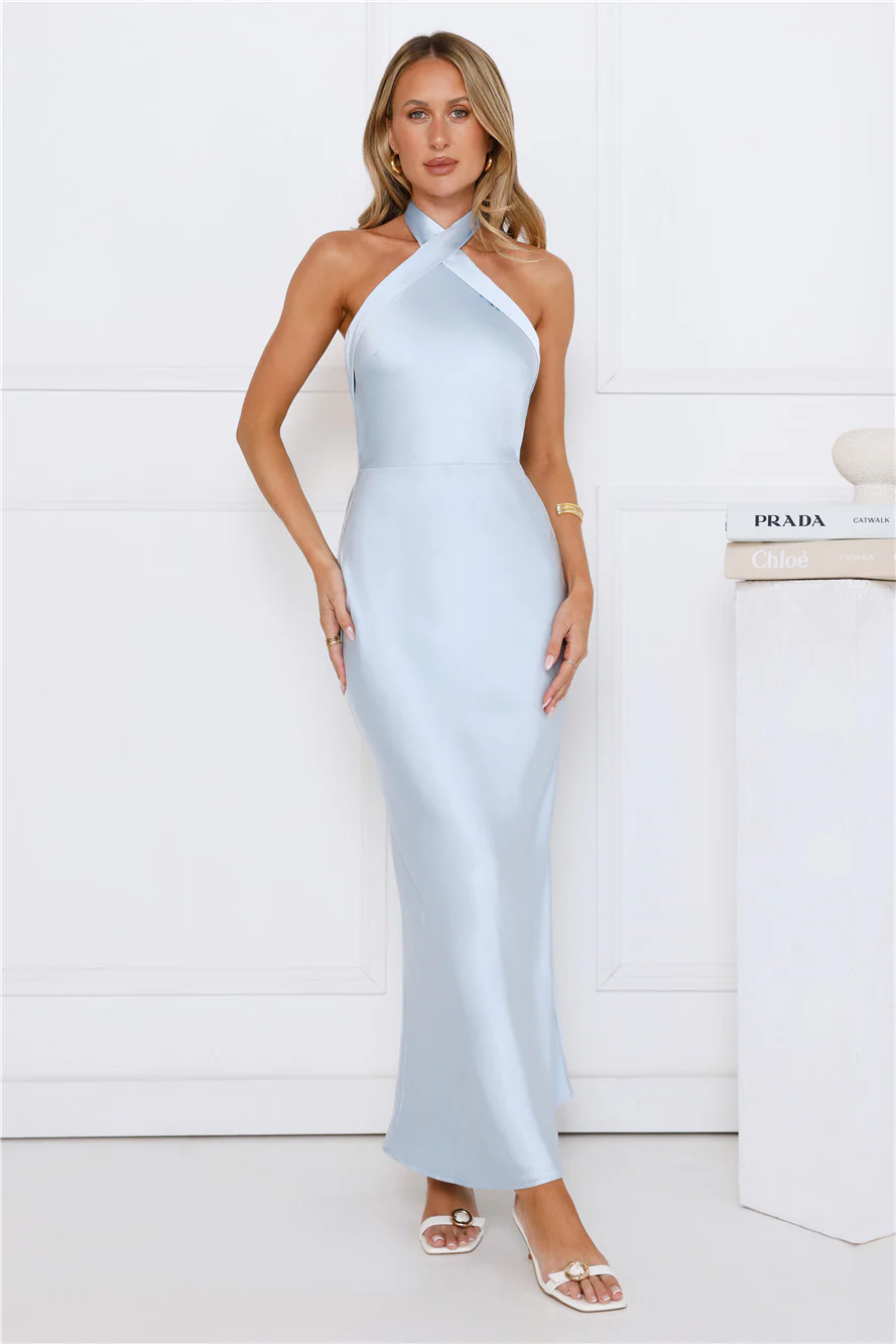 Majestic Girl Halter Satin Maxi Dress