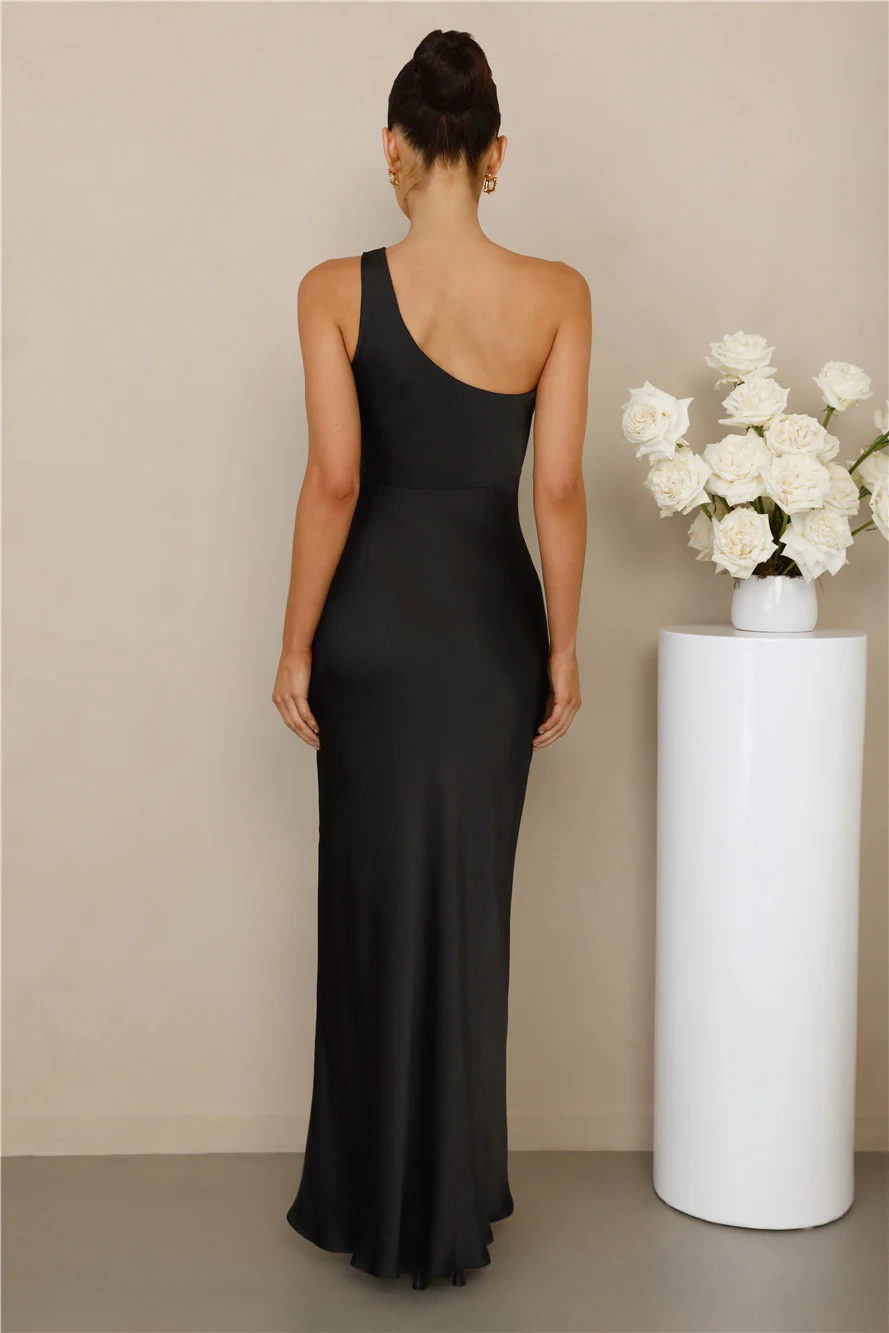 The Aurora One Shoulder Satin Maxi Dress