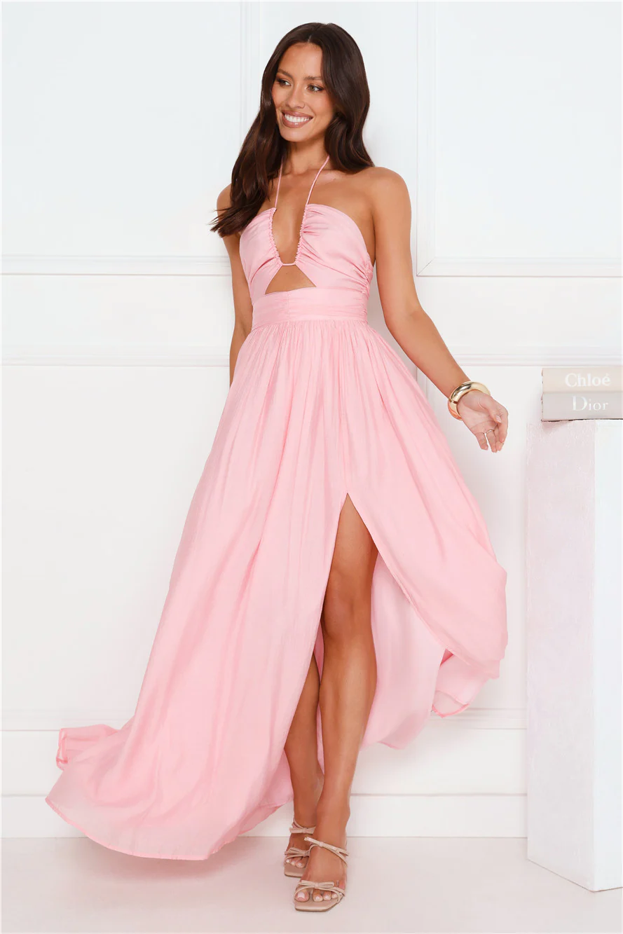 Hibiscus Hues Halter Maxi Dress
