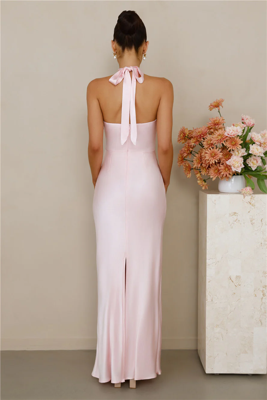 The Cleo Halter Satin Maxi Dress