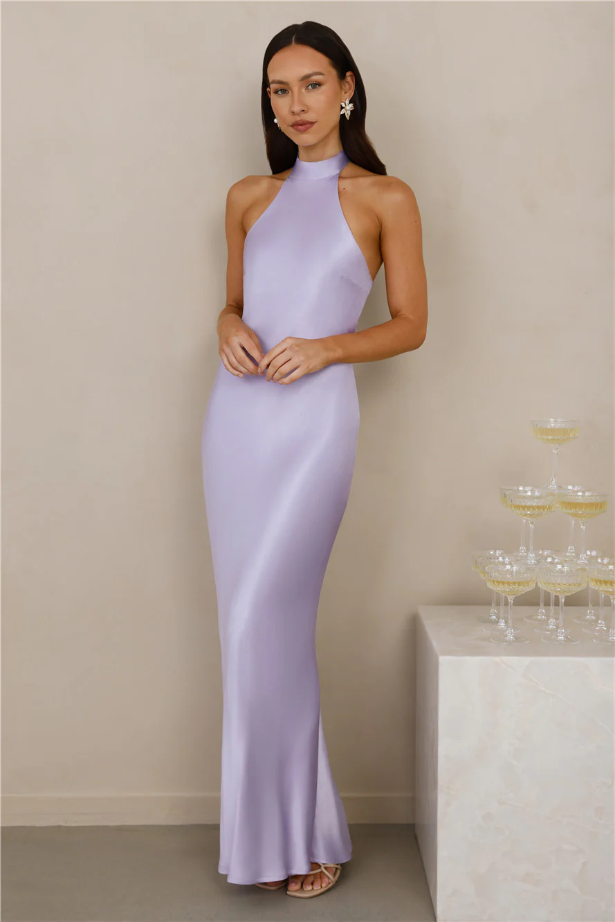 The Cleo Halter Satin Maxi Dress